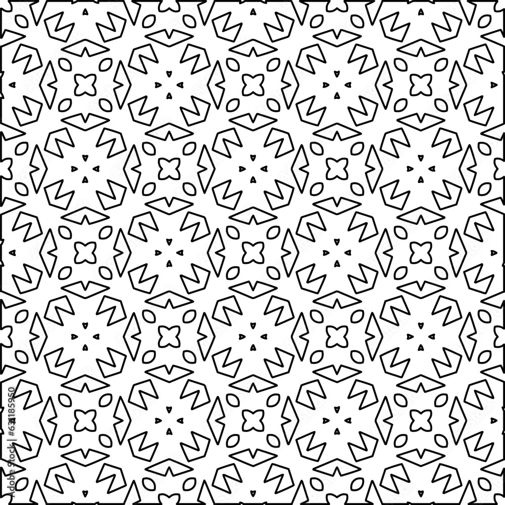Abstract background with figures from lines. black and white pattern for web page, textures, card, poster, fabric, textile. Monochrome graphic repeating design. Abstract background with figures from lines. black and white pattern for web page, textures, card, poster, fabric, textile. Monochrome graphic repeating design.