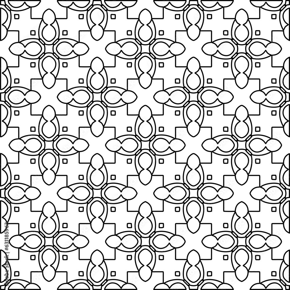 Abstract background with figures from lines. black and white pattern for web page, textures, card, poster, fabric, textile. Monochrome graphic repeating design. Abstract background with figures from lines. black and white pattern for web page, textures, card, poster, fabric, textile. Monochrome graphic repeating design.