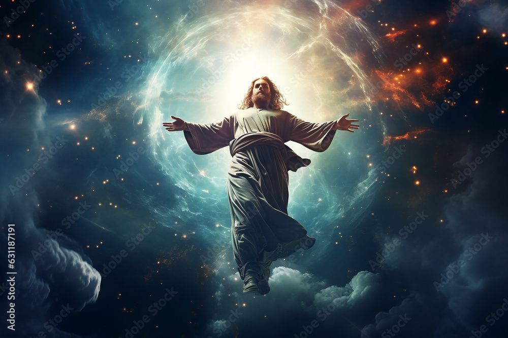 Savior of the Cosmos, Jesus in Space with a Galactic Backdrop