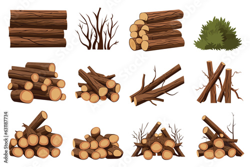 Firewood set vector flat minimalistic isolated illustration photo
