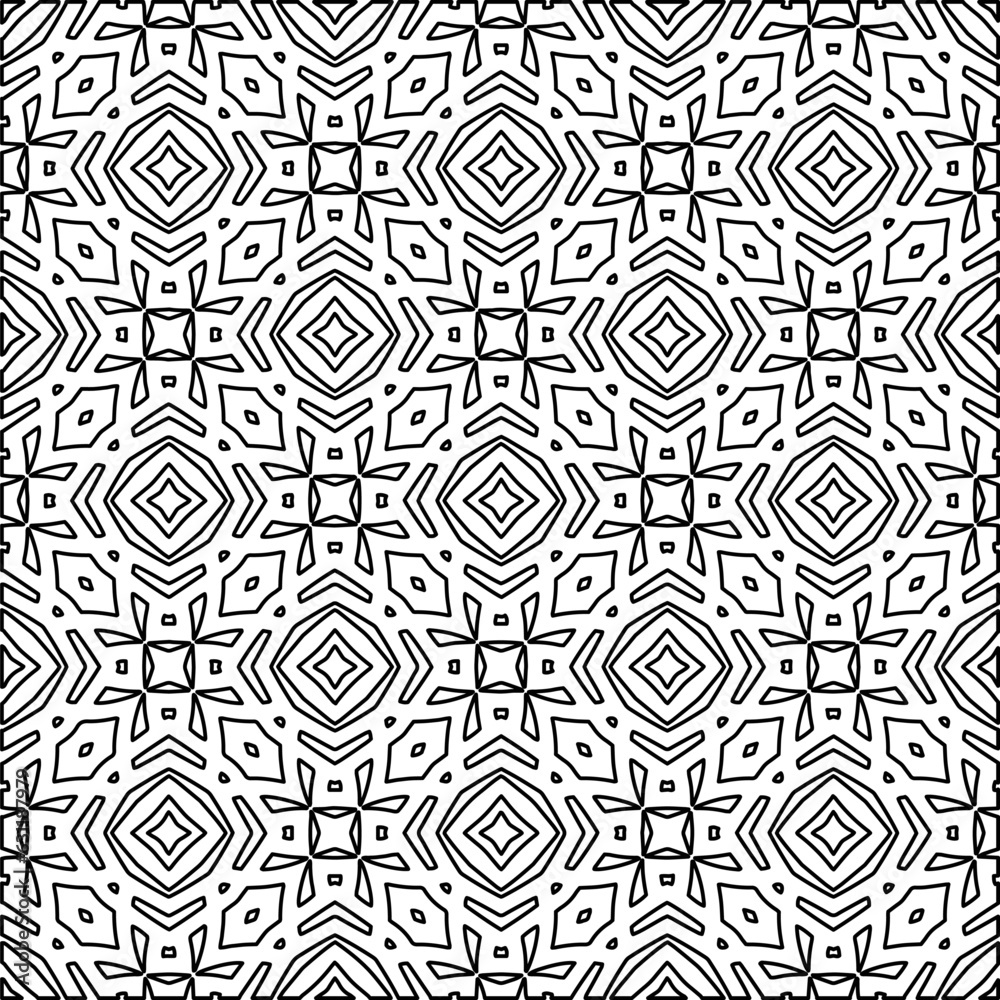 Abstract background with figures from lines. black and white pattern for web page, textures, card, poster, fabric, textile. Monochrome graphic repeating design. Abstract background with figures from lines. black and white pattern for web page, textures, card, poster, fabric, textile. Monochrome graphic repeating design.