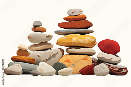 stack of stones set vector flat minimalistic isolated illustration