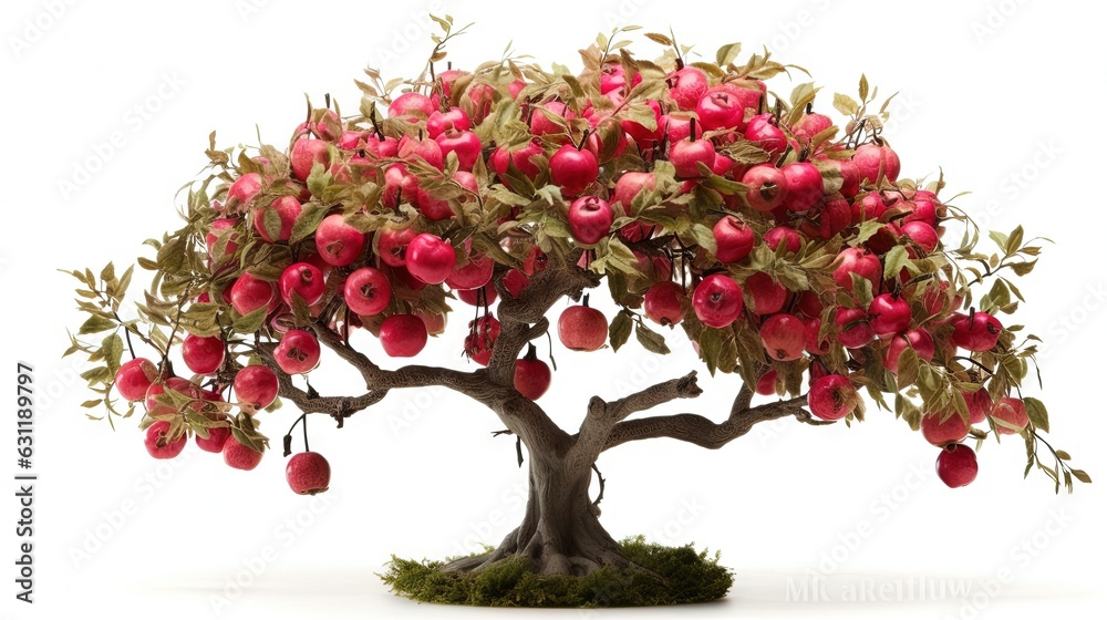  an apple tree with lots of apples growing on the branches.  generative ai