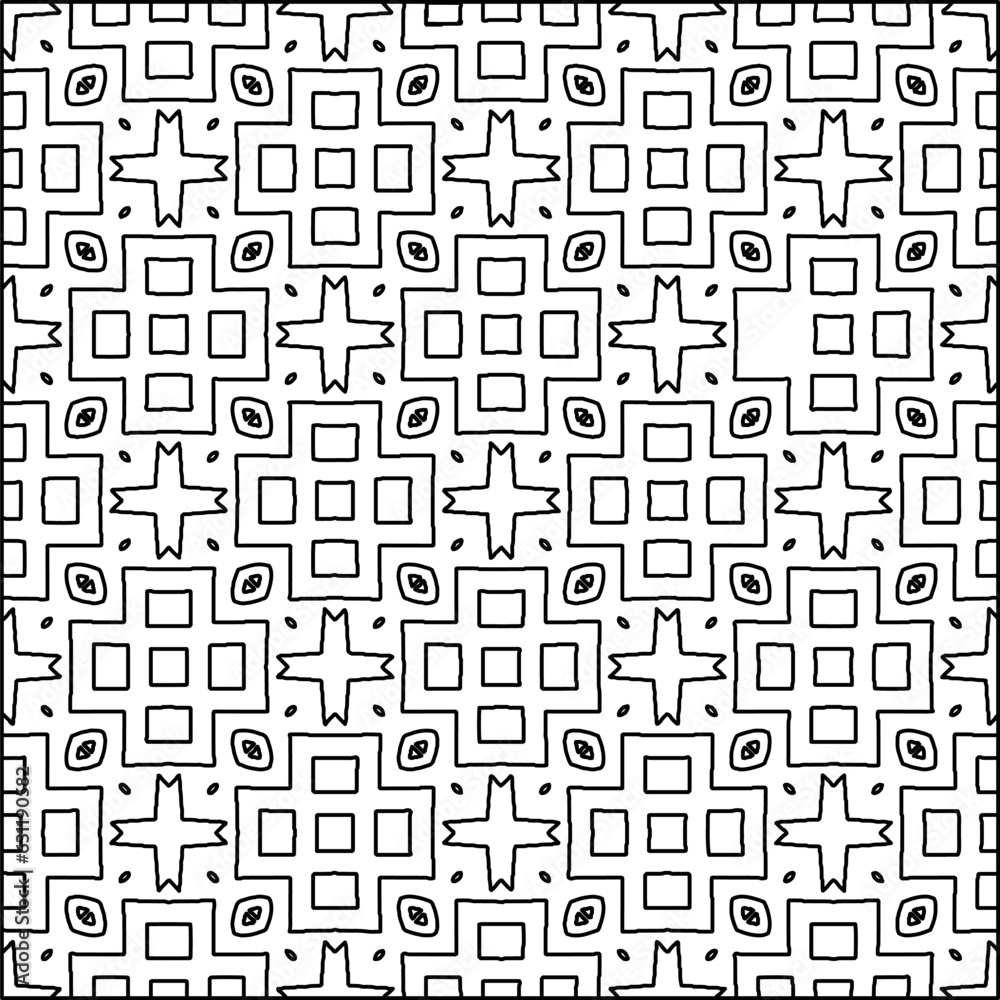Abstract background with figures from lines. black and white pattern for web page, textures, card, poster, fabric, textile. Monochrome graphic repeating design. Abstract background with figures from lines. black and white pattern for web page, textures, card, poster, fabric, textile. Monochrome graphic repeating design.