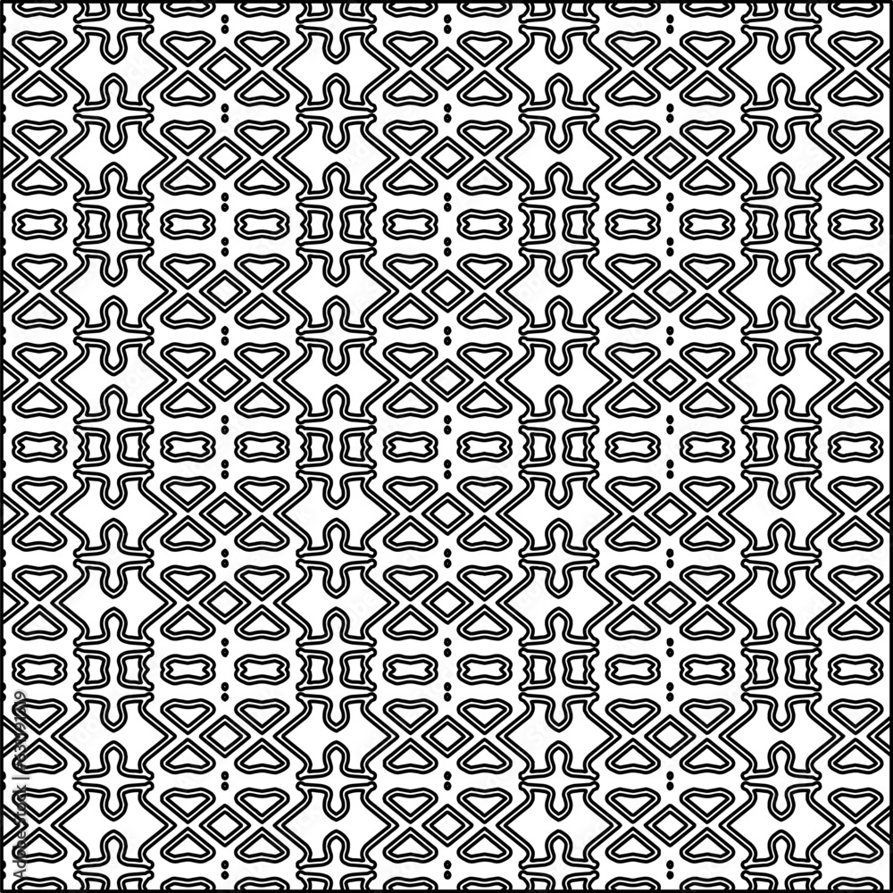 Abstract background with figures from lines. black and white pattern for web page, textures, card, poster, fabric, textile. Monochrome graphic repeating design. Abstract background with figures from lines. black and white pattern for web page, textures, card, poster, fabric, textile. Monochrome graphic repeating design.