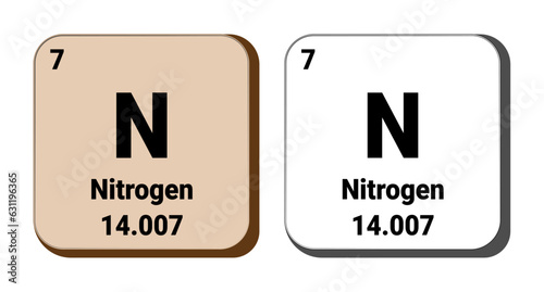 N, Nitrogen element vector icon, periodic table element. Vector illustration EPS 10 File. Isolated on white background.