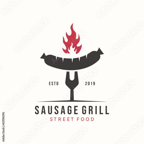 Sausage Logo Template. Street Food Logo Icon.