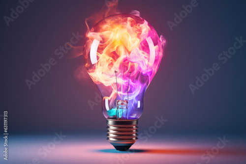 colorful burning lightbulb