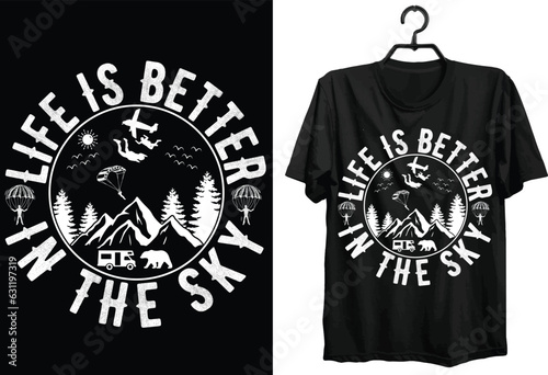 Sky Diving Svg T-shirt Design. Funny Gift Sky Diving T-shirt Design For Diving Lovers. Typography, Custom, Vector, And Vintage T-shirt design.