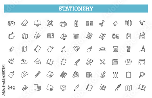 Office stationery - minimal thin line web icon set. Outline icons collection