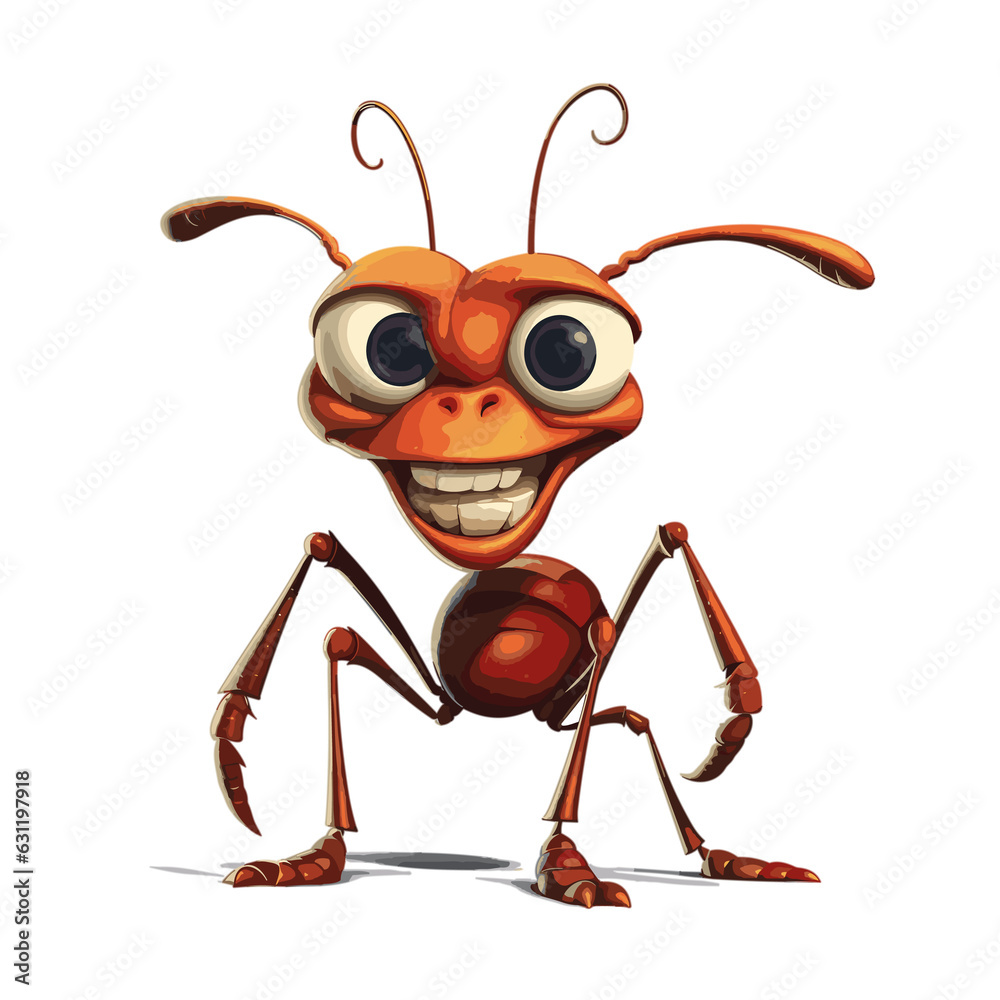Naklejka premium Cartoon Style Ant, PNG, Illustration
