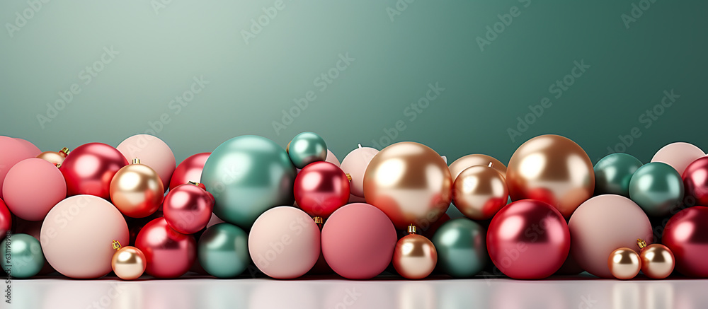 Colorful christmas balls over background, banner, AI Generated Colorful christmas balls over background, banner, AI Generated
