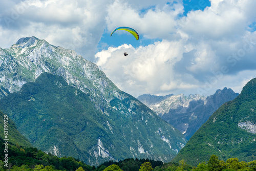 para gliding sky diving adventure in Bovec Slovenia between the mountains