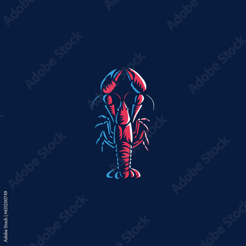 Logo illustration colorful blue and red lobster