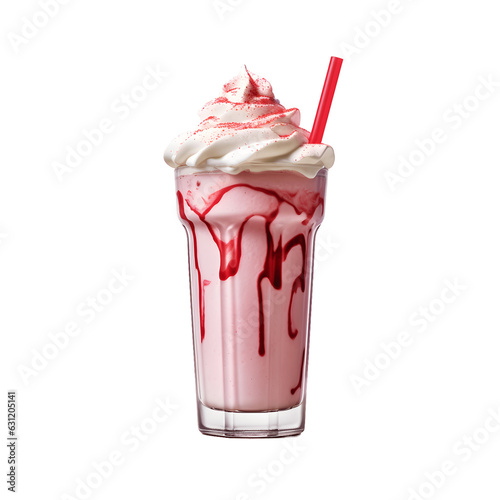 red velvet milk shake isolated on a transparent background, generative ai