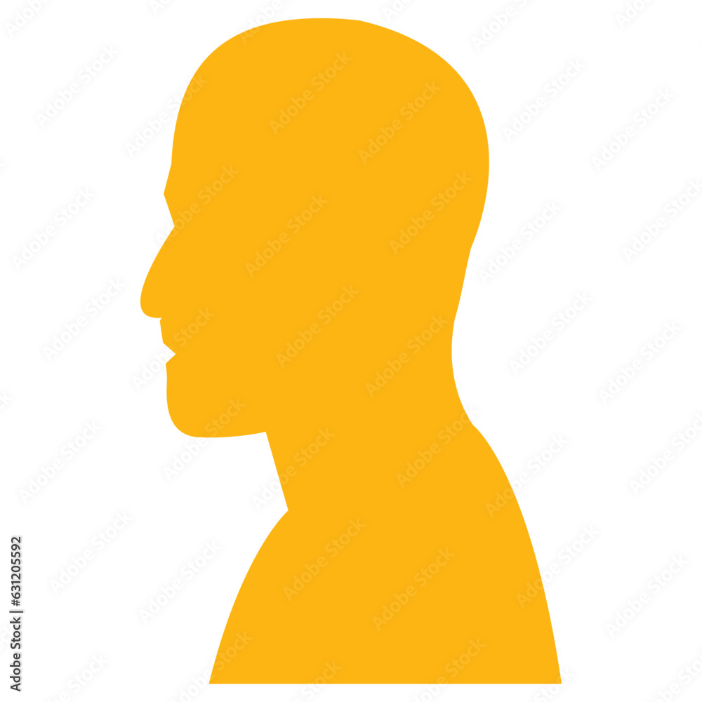 Silhouette yellow of man hairstyles.Yellow ilhouette of head guy.Male face.Face profile.Isolated on white background.Vector illustration.