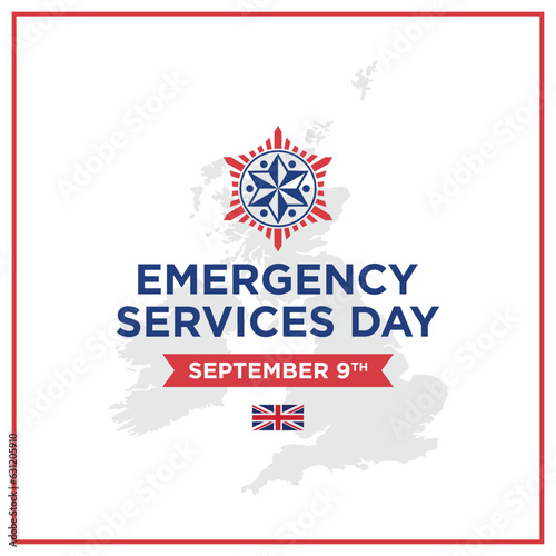 Emergency services day greetings vector.