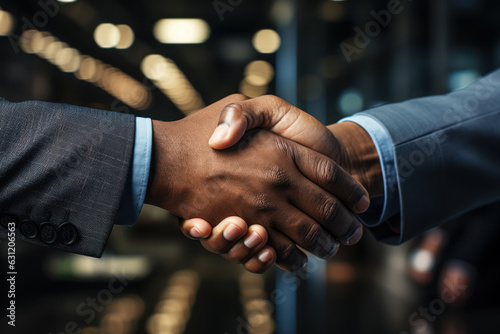 Handshake as part of establishing cooperation, achieving common business goals. Business concept. Generative Ai.