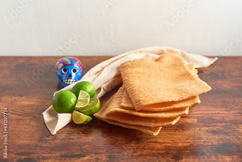 Snack made with wheat flour called chicharron or duro. Mexican food photo