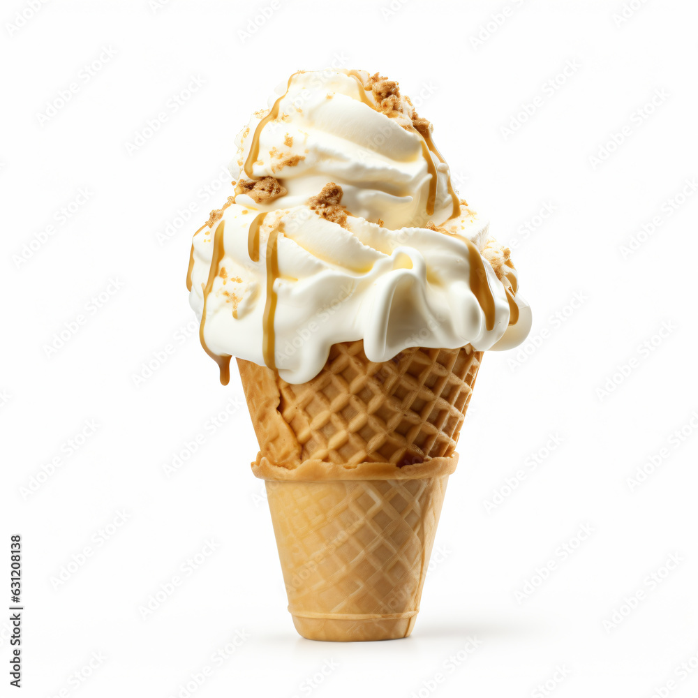 Banana ice cream cone isolated on a white background Banana ice cream cone isolated on a white background