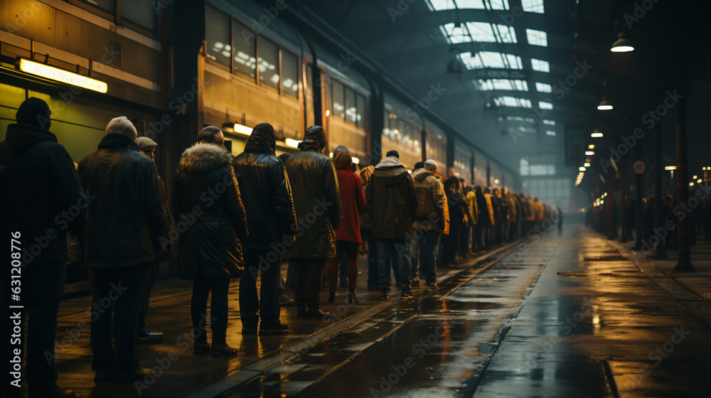 Fototapeta premium people waiting in a row