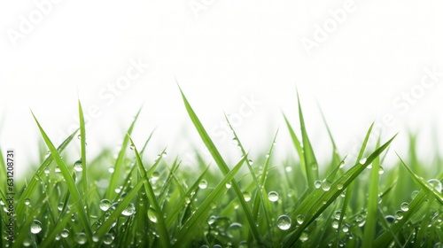A close up of some grass with water droplets.