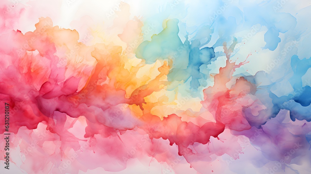 Colorful Dreamscape: Creating Watercolor Backgrounds with Rich Pigments. Generated by AI.