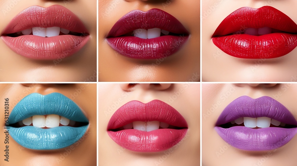 stunning collage showcasing a variety of lipstick shades. Find the perfect hue for any occasion stunning collage showcasing a variety of lipstick shades. Find the perfect hue for any occasion