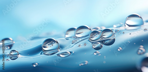 blue water bubbles backdrop with copy space - waterdrops on white background