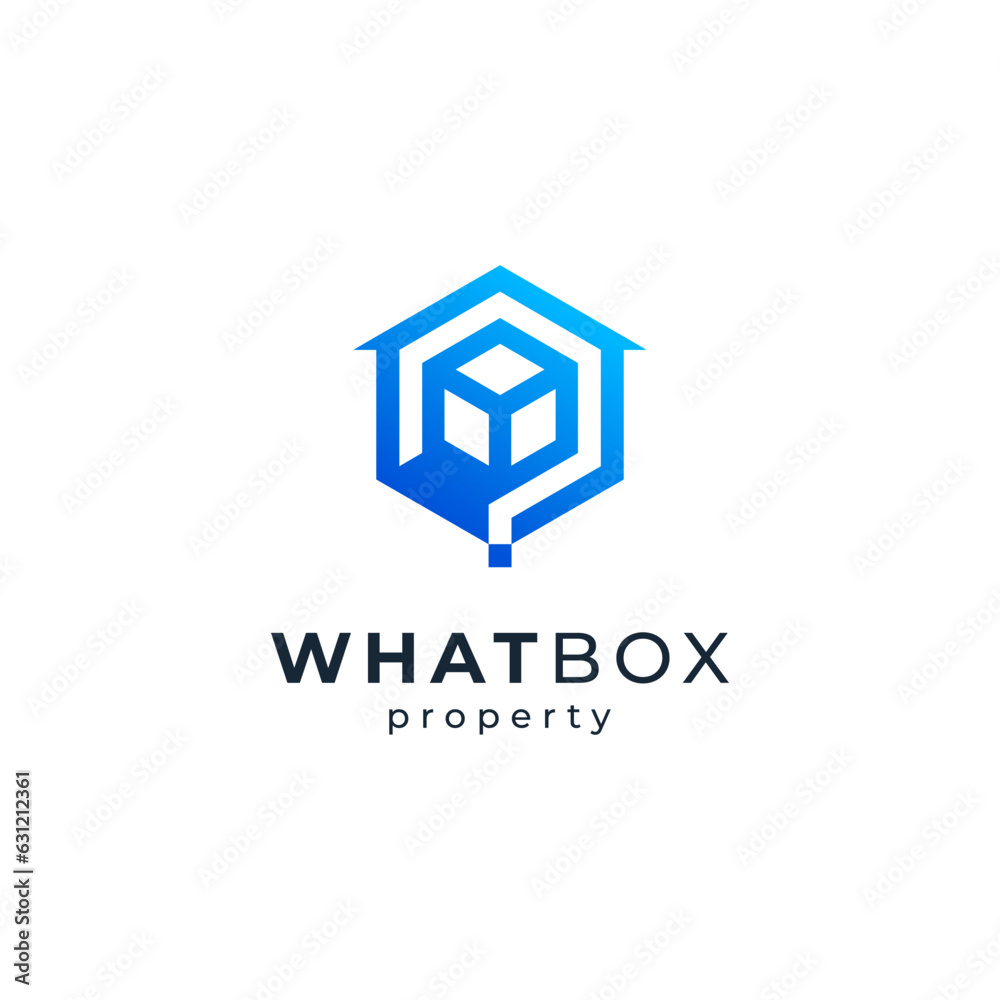 home and box with question mark for home interior logo design