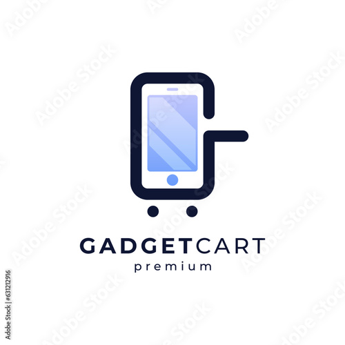 handphone and cart with letter G for gadget shop logo design