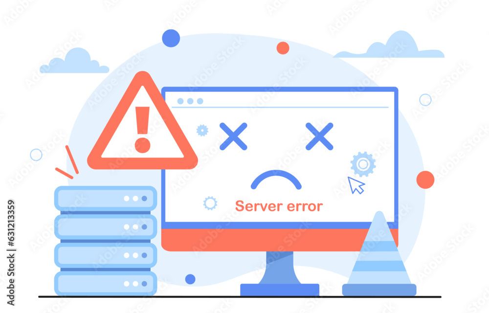 Server error concept. Technical problems on website and webpage. Page not found, error 404. Modern technologies and innovations. Sad computer monitor. Cartoon flat vector illustration Server error concept. Technical problems on website and webpage. Page not found, error 404. Modern technologies and innovations. Sad computer monitor. Cartoon flat vector illustration