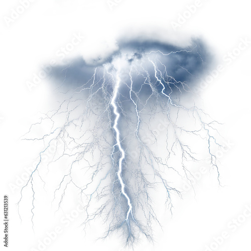 Slika na platnu Lightning Strike and Thunder Clipart PNG isolated on Transparent Background