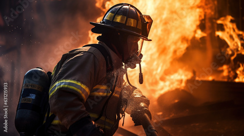 firefighter using a tool to ventilate smoke from a burning structure, improving visibility and allowing colleagues to access the area safely
