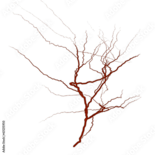 Vein isolated on transparent background. Human blood system. Red vessel, arteries design. Anatomical icon.