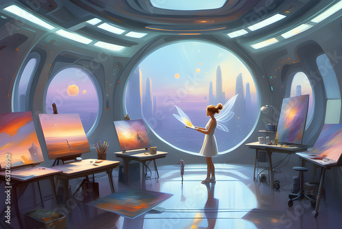 A fairy who loved sunsets. Generative AI