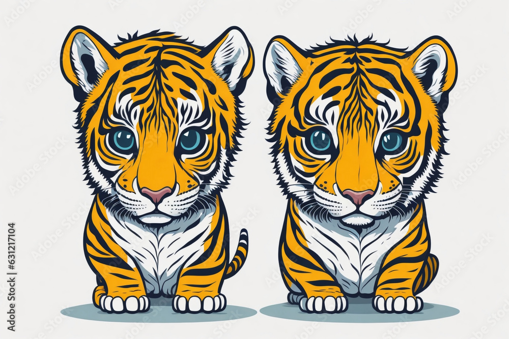 Cute tiger, vector, illustration, white background