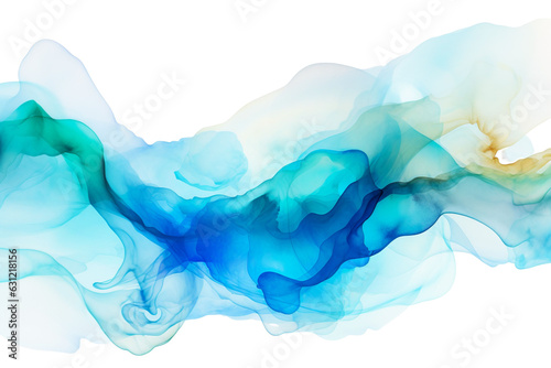 Watercolor Background, Abstract Wave Background, blue, green, turquoise, light green Vector Illustration, transparent Background, isolated, png. AI generated