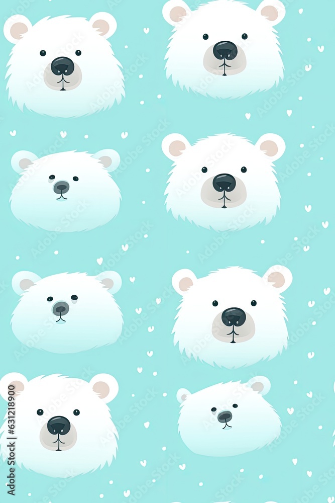 Polar bear faces seamless tiles