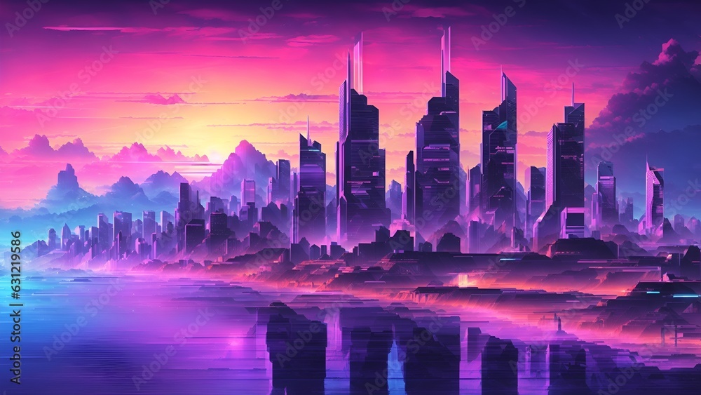 Sunset City Synthwave (Abstarct)