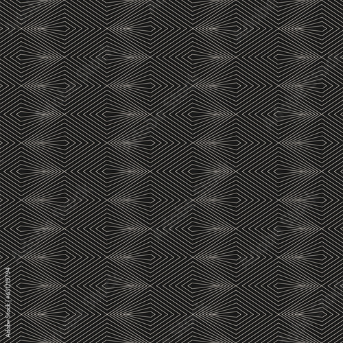 Vector minimalist geometric seamless pattern with thin lines, squares, diamonds, grid, tiles. Subtle minimal black and white texture in art deco style. Elegant monochrome background. Repeat design © Olgastocker