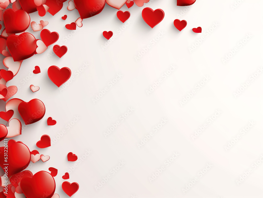 Small hearts on white background