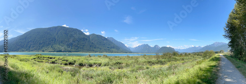 Panorama of Pitt Lake - Grant Narrows Regional Park in Pitt Meadows, British Columbia, Canada