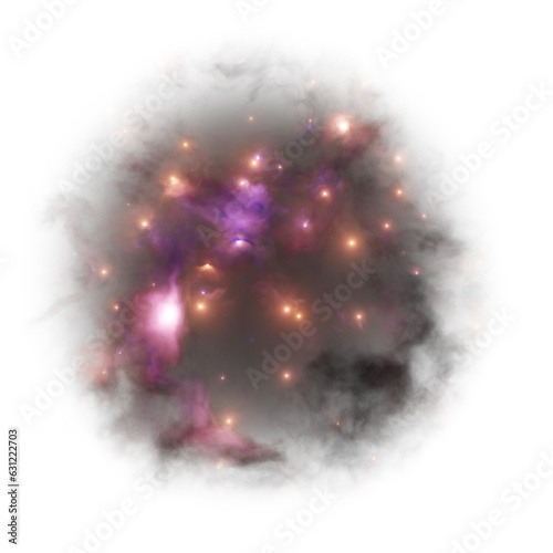 Big data cloud. Light ring. Sparking particle. Space tunnel. Magic portal. Energy ball.  Colorful nebula and stars.
