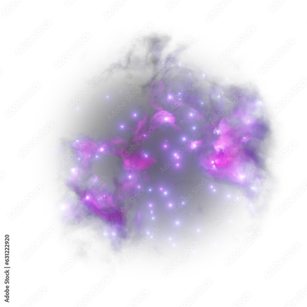 Deep space purple nebula with stars. isolated on transparent backgroud.
