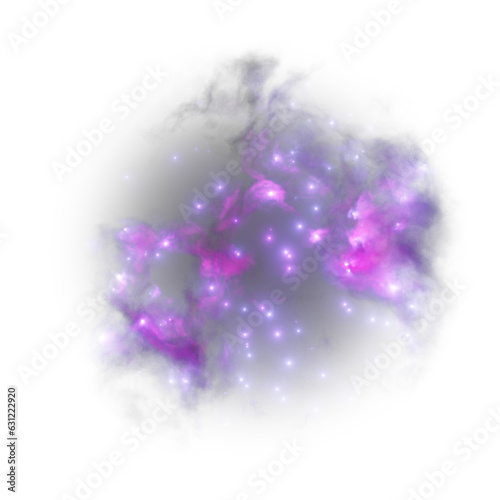 Deep space purple nebula with stars. isolated on transparent backgroud.
