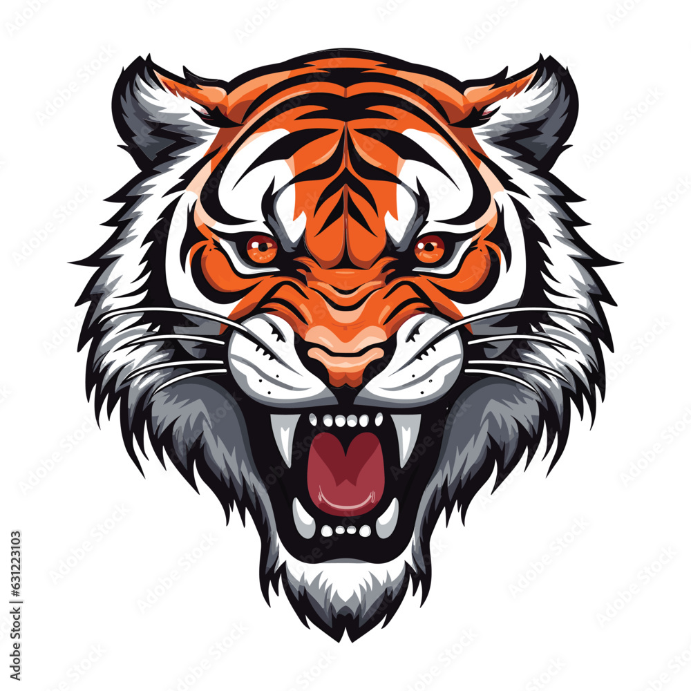 roaring tiger head mascot vector sticker high quality