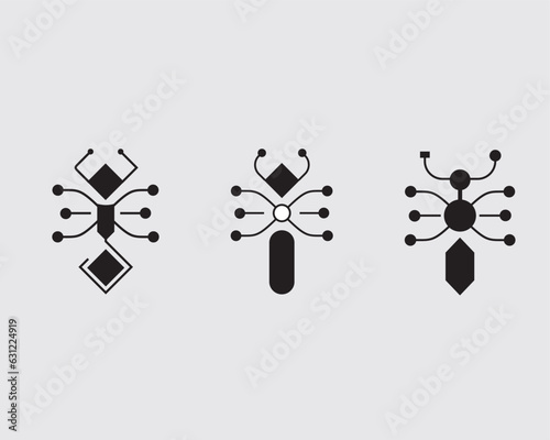 Ant like vectorgraphic icon. Abstract ant symbol. Abstract termite vector illustration. Ant digital style illustration. Creative and technology related ant logo template isolated on light background.