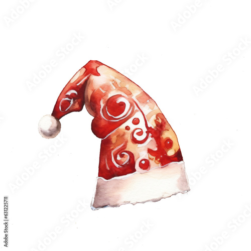 cute santa claus christmas hut in clipart watercolor design isolated against transparent background