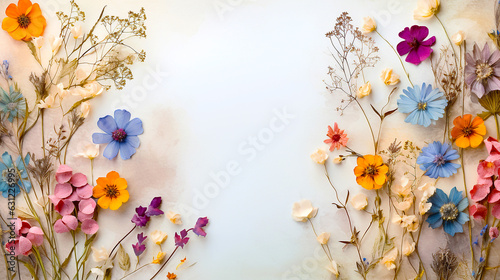 Photo Spring and Summer dried wild flowers composition